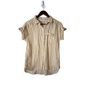 Faherty Avery 100% Linen Striped Short Sleeve Button Down Shirt size XS